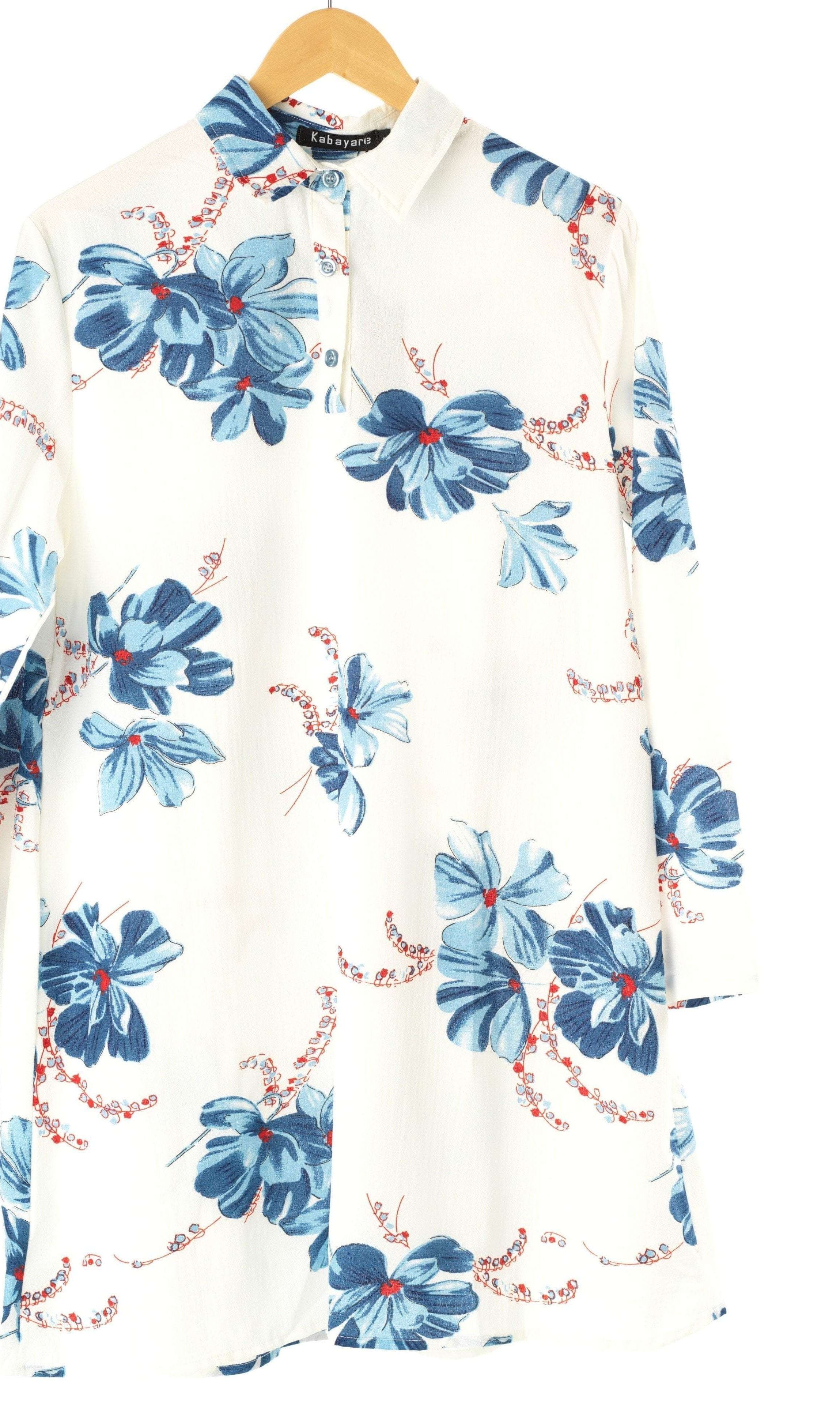 Blue Floral Tunic Modest top Kabayare
