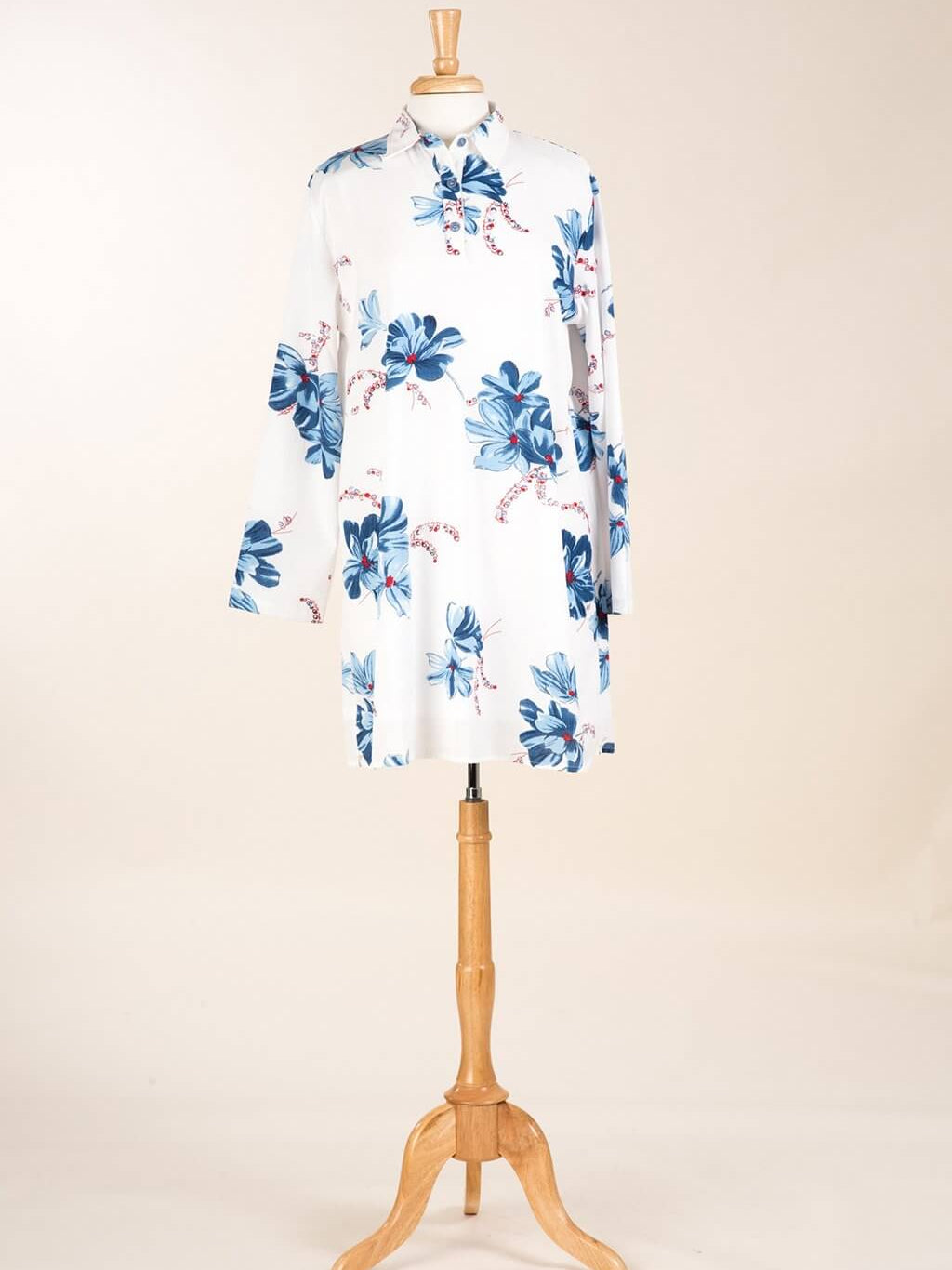 Blue Floral Tunic Modest top Kabayare