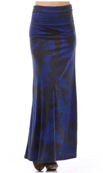 Blue Flower Maxi Skirt Kabayare