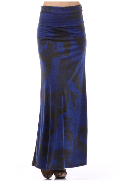 Blue Flower Maxi Skirt Kabayare