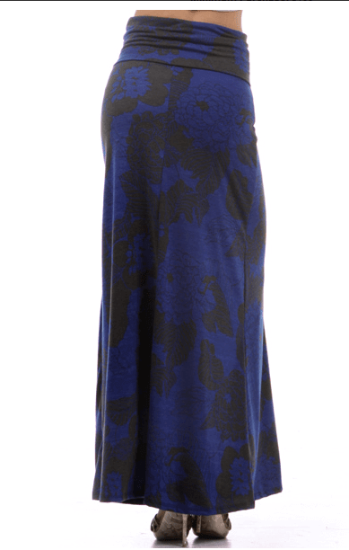 Blue Flower Maxi Skirt Kabayare