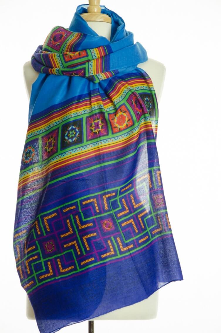 Blue geometric Scarf Kabayare