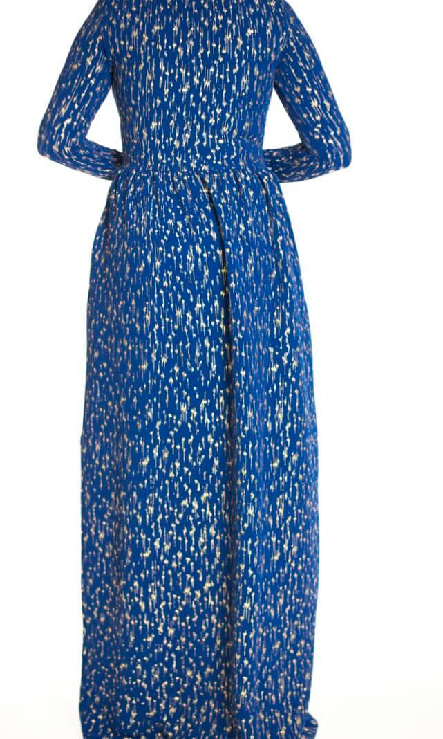 Blue gold flakes Maxi dress Kabayare