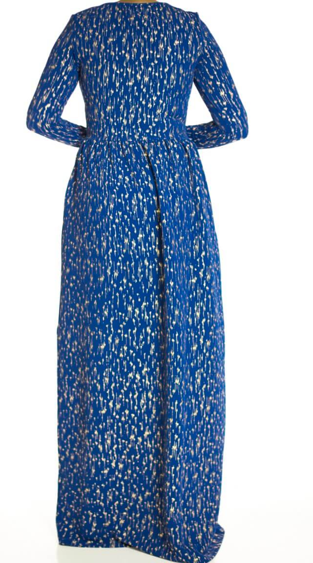 Blue gold flakes Maxi dress Kabayare