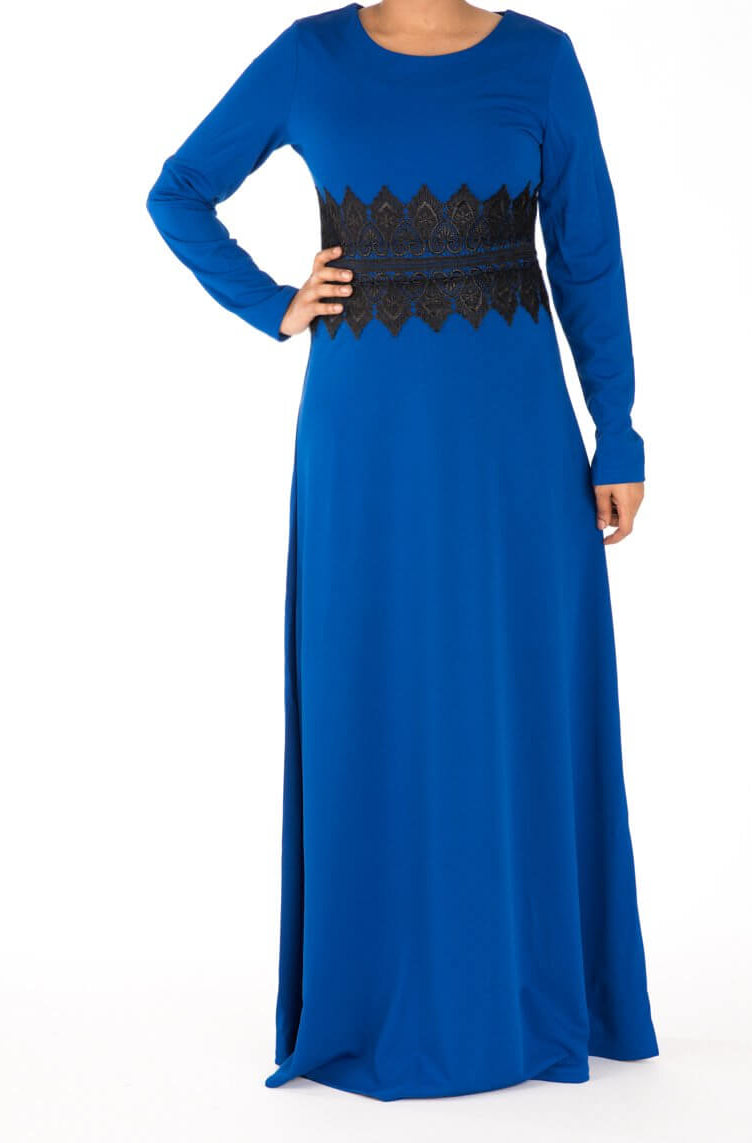 Blue Lace Detail Dress Kabayare