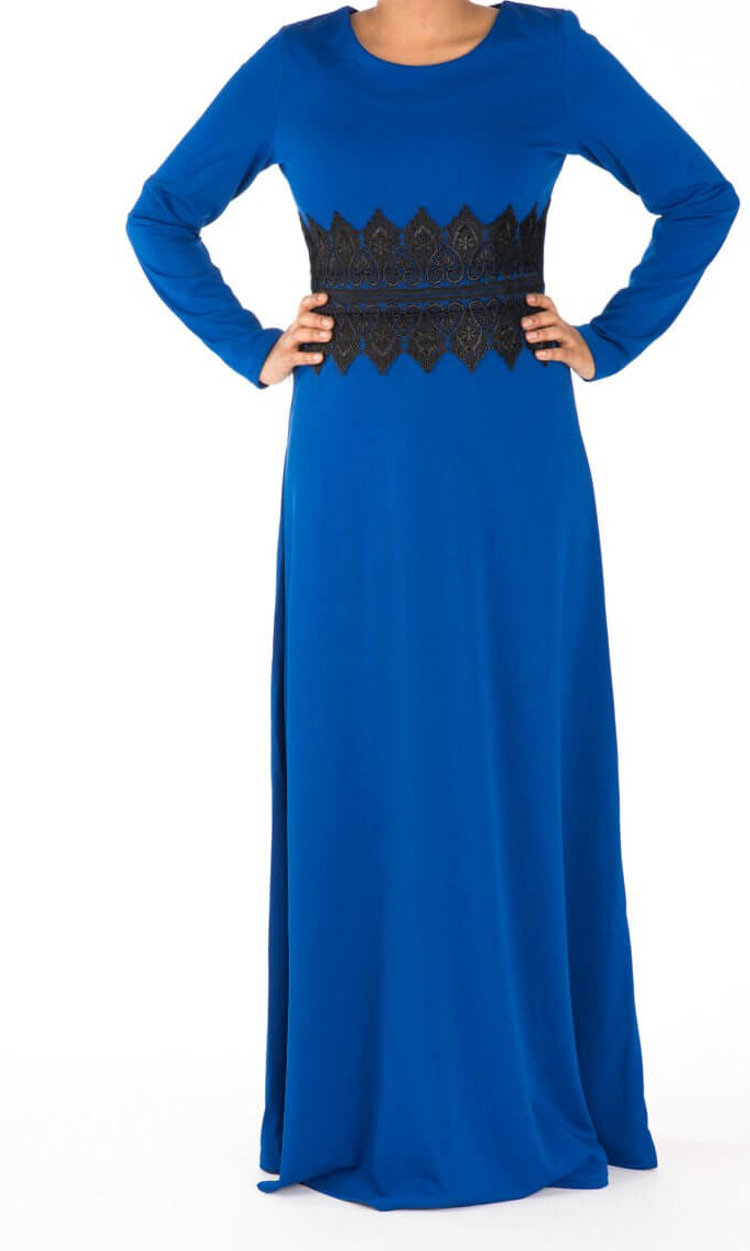 Blue Lace Detail Dress Kabayare