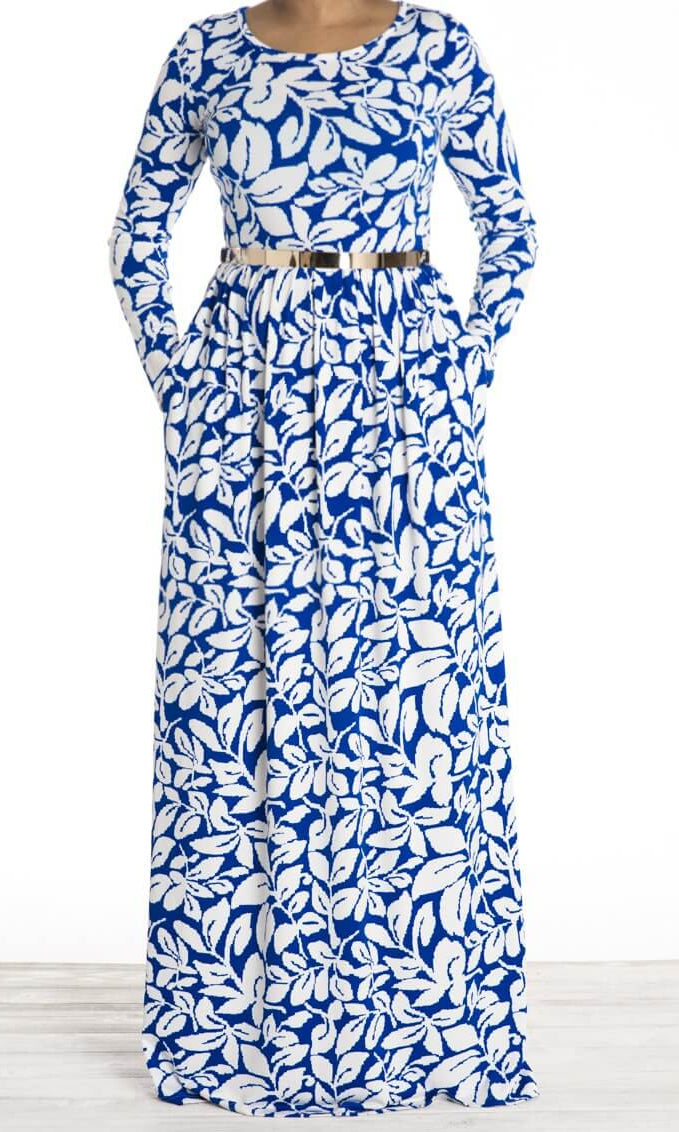 Blue leaves maxi dress Kabayare