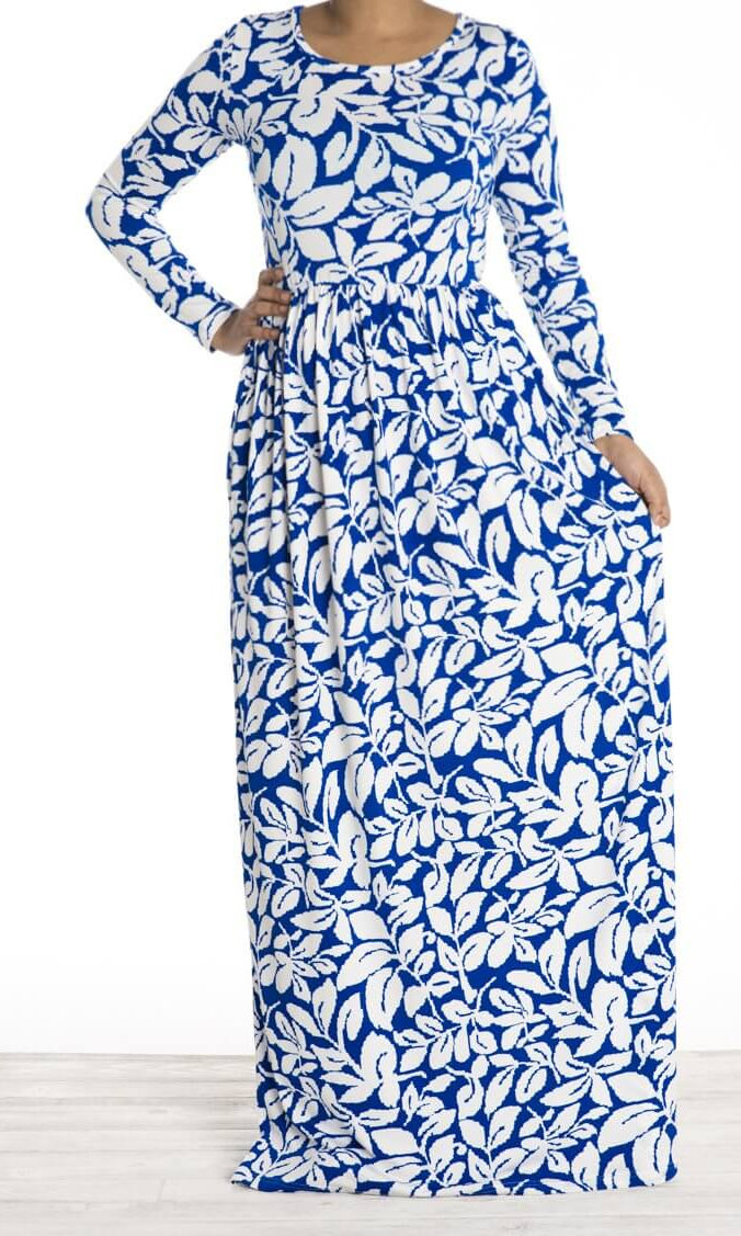 Blue leaves maxi dress Kabayare