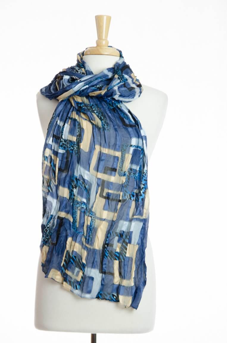Blue Luxe Crinkle Scarf Kabayare