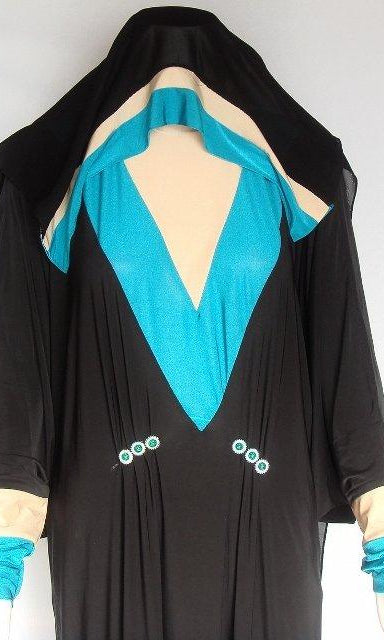 Blue Macaan Stretchy Abaya Kabayare