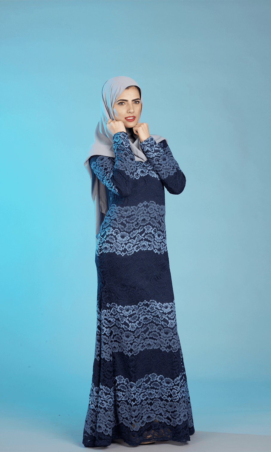 Blue Multicolor Lace Dress - Petite Kabayare