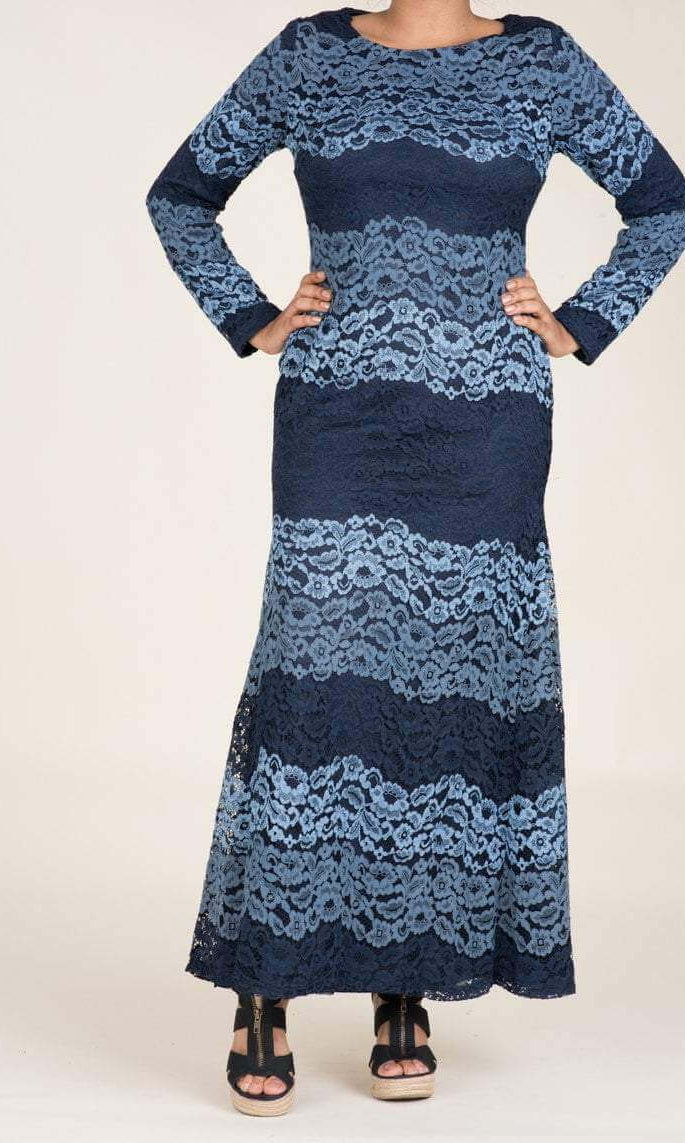 Blue Multicolor Lace Dress - Petite Kabayare