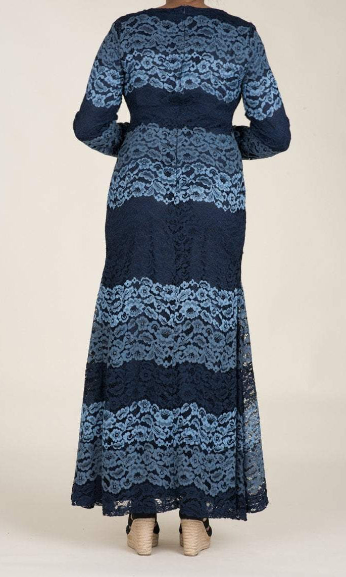 Blue Multicolor Lace Dress - Petite Kabayare