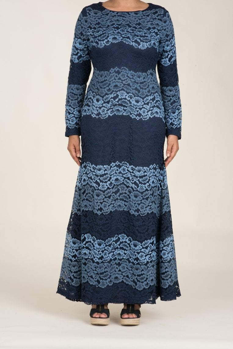 Blue Multicolor Lace Dress - Petite Kabayare