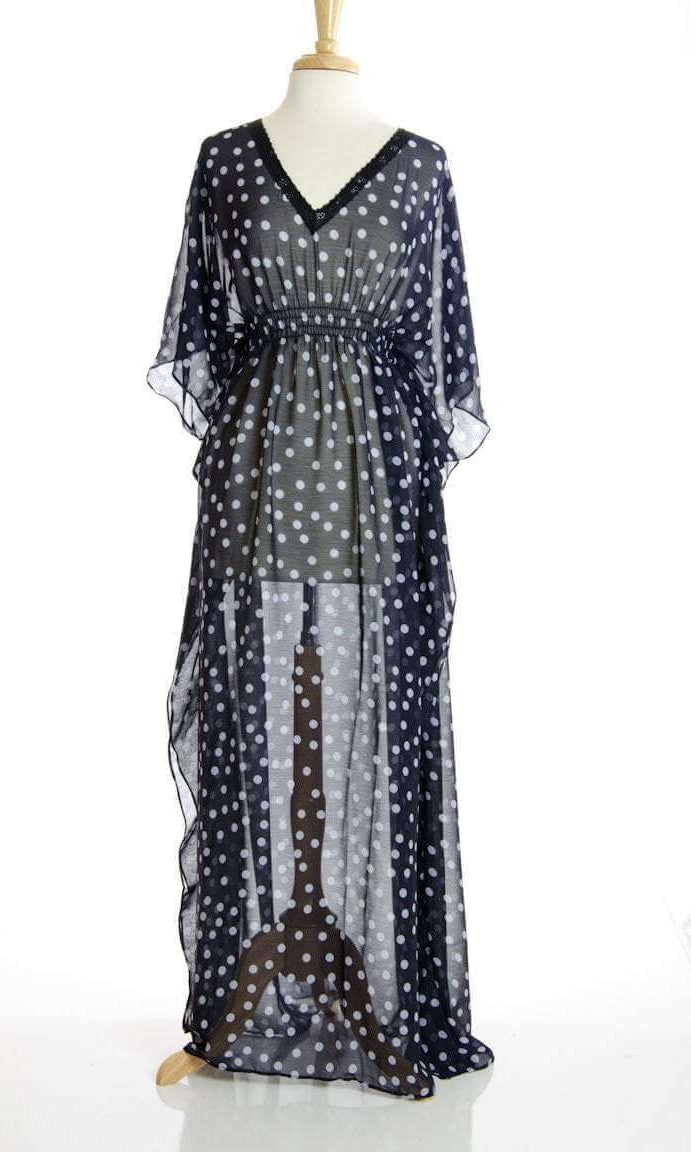 Blue Polka Dots Maxi Dress Kabayare