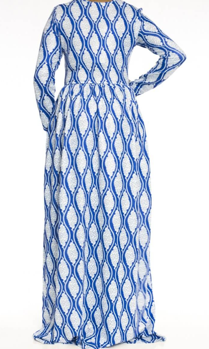Blue Repeating diamond dress Kabayare