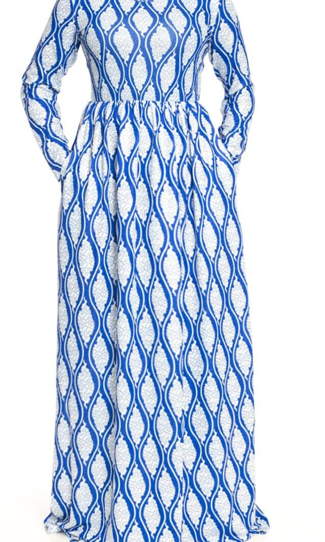 Blue Repeating diamond dress Kabayare
