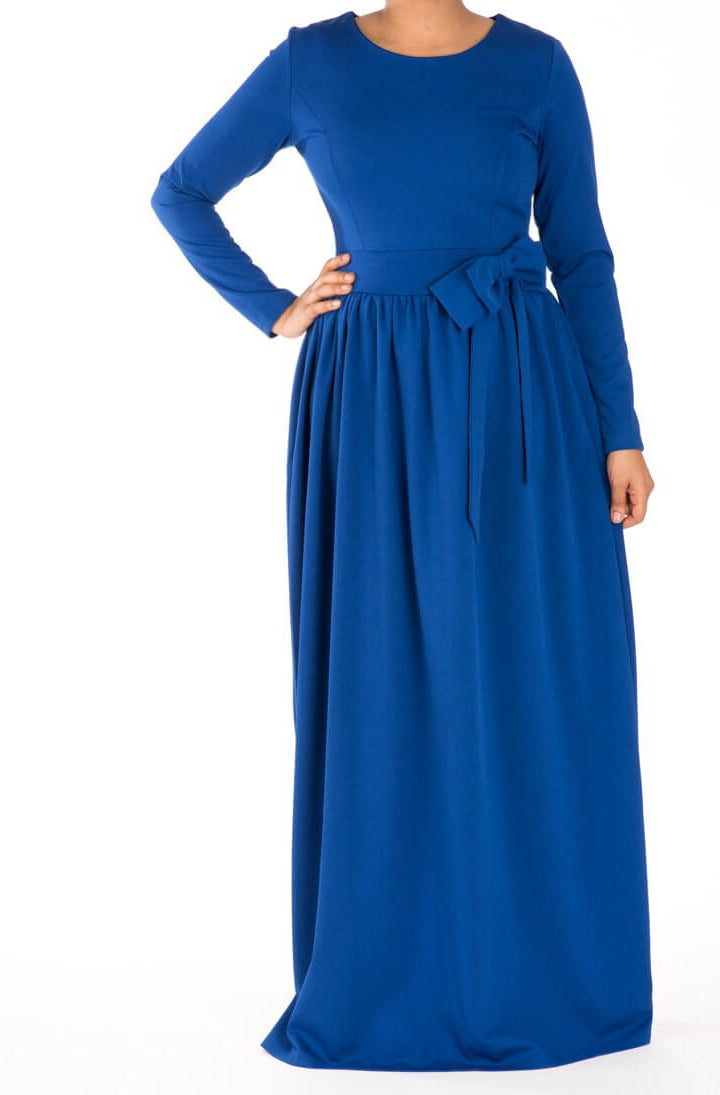 Blue Sash Bowtie Dress Kabayare