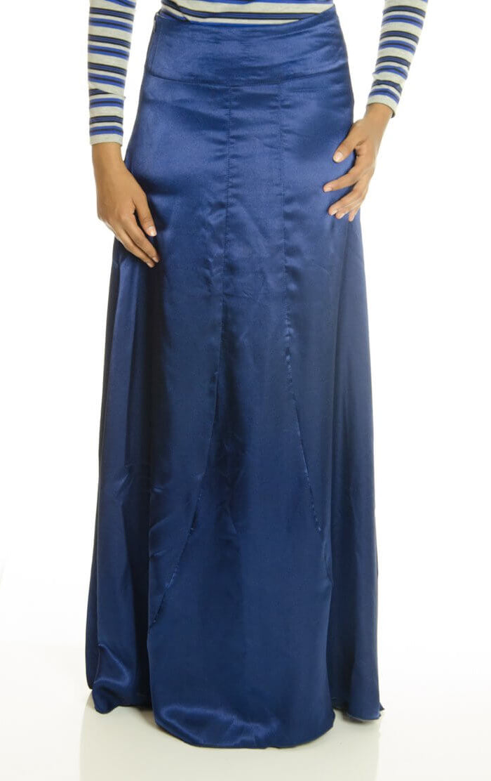 Blue Satin Silk Skirt Kabayare