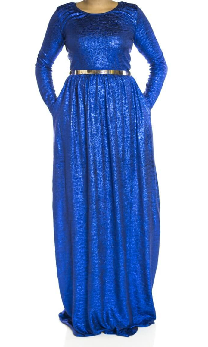 Blue Shinny textured dress Kabayare
