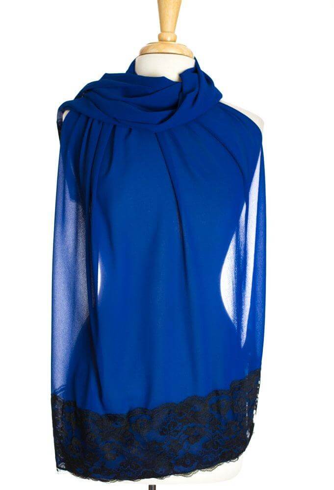 Blue Signature Lace Hijab Kabayare