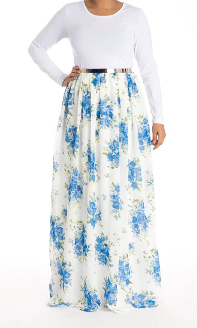Blue Skies Floral Dress Kabayare
