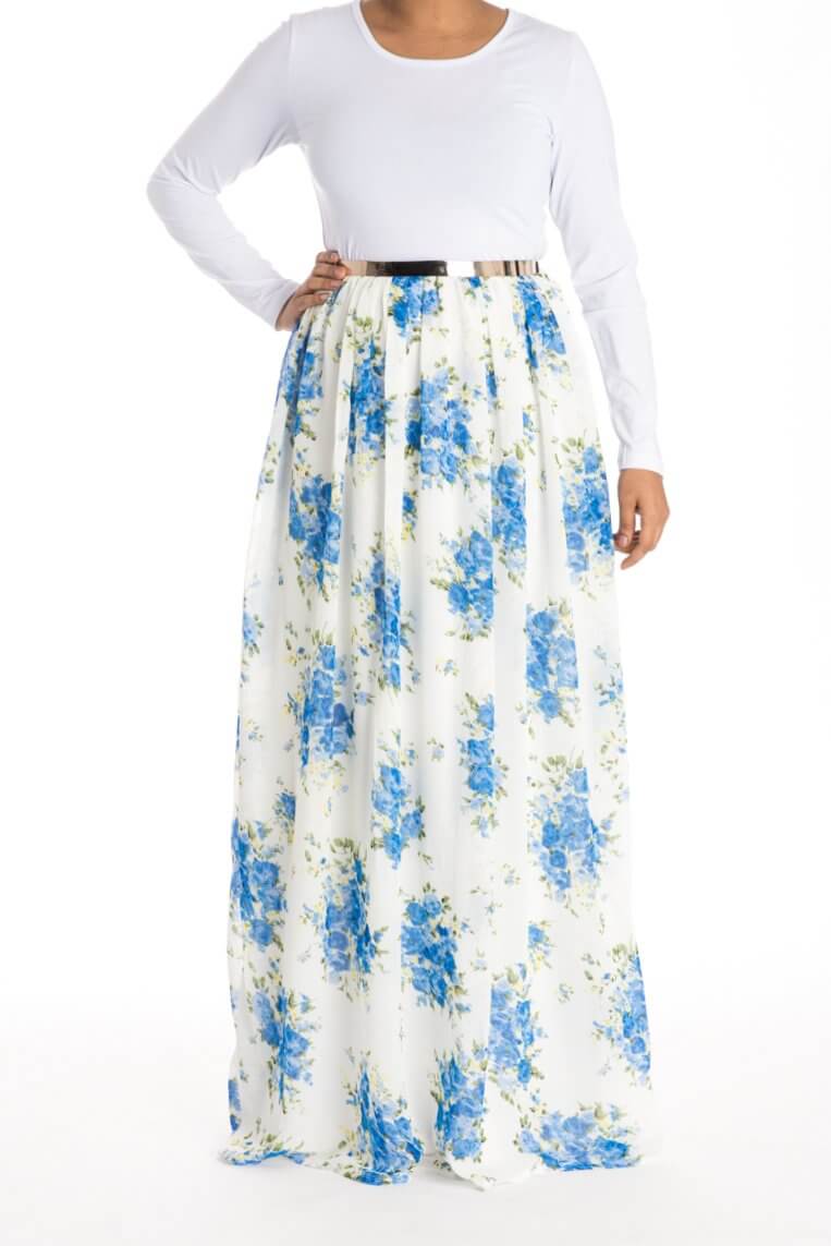 Blue Skies Floral Dress Kabayare