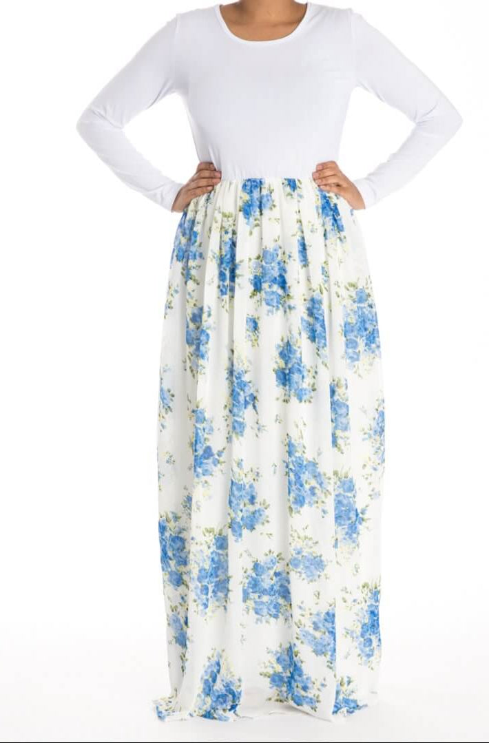 Blue Skies Floral Dress Kabayare