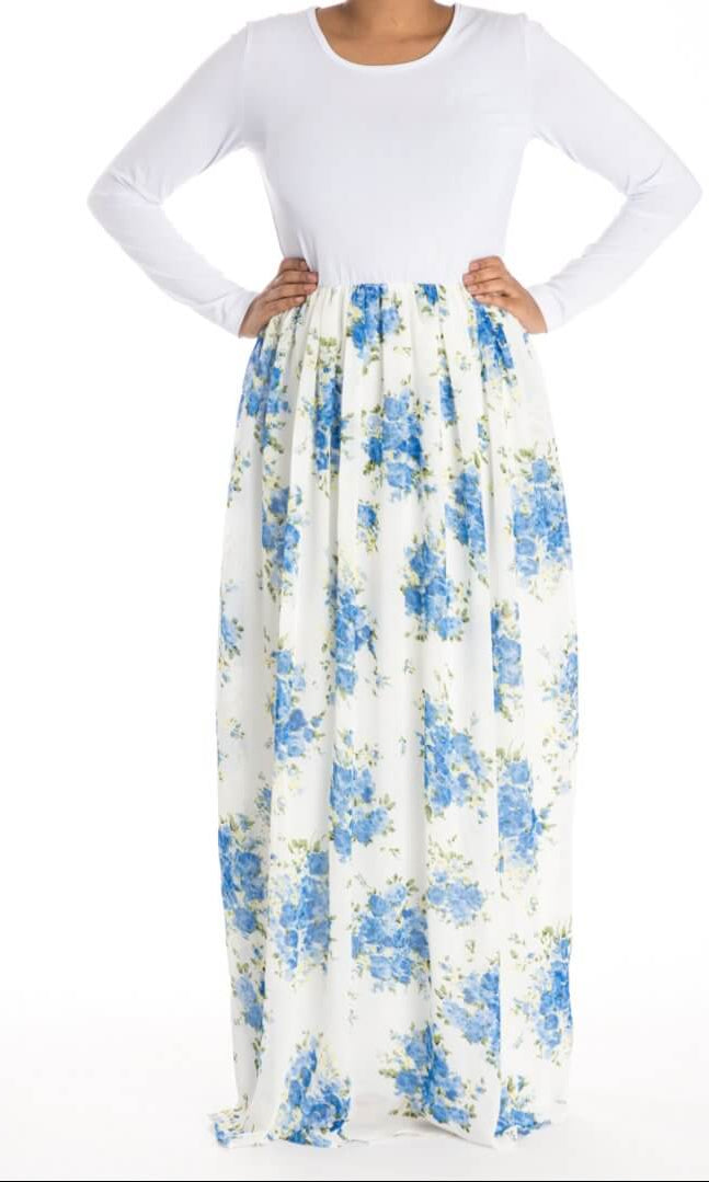 Blue Skies Floral Dress Kabayare