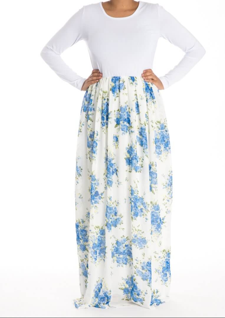 Blue Skies Floral Dress Kabayare