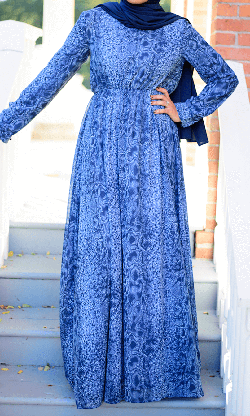 Blue snake skin Maxi dress Kabayare