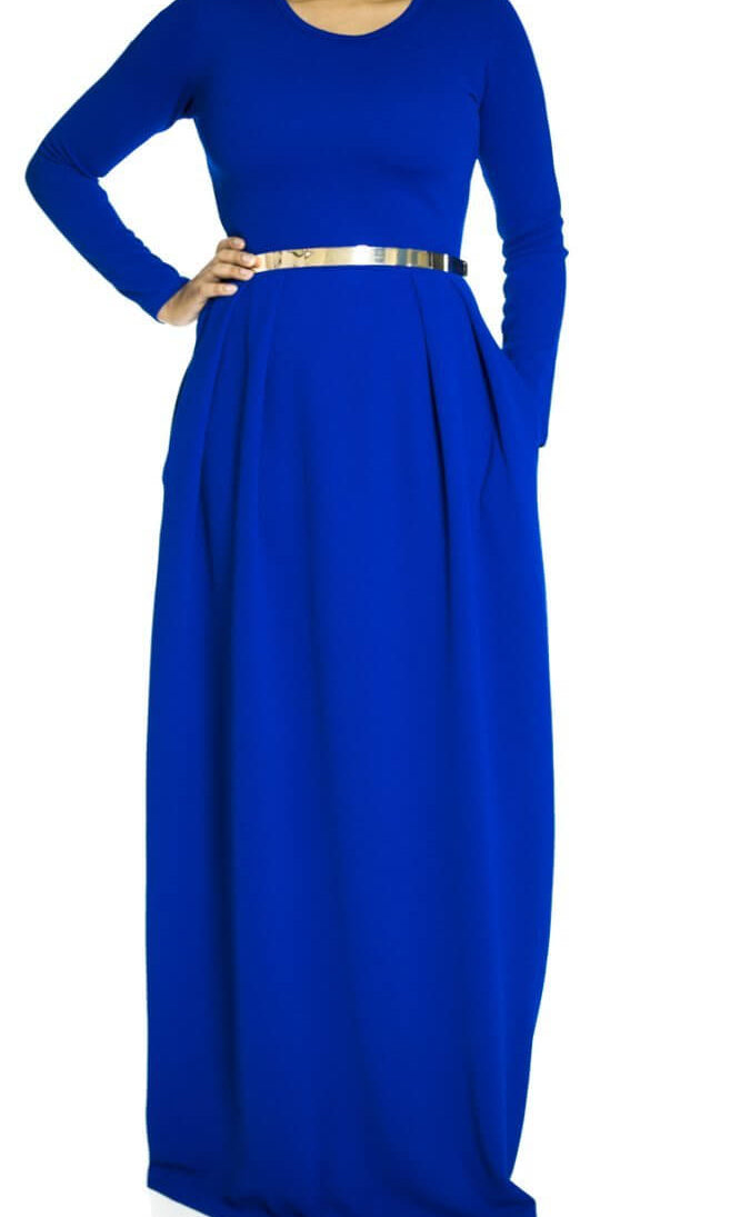 Blue Textured Classic maxi Kabayare