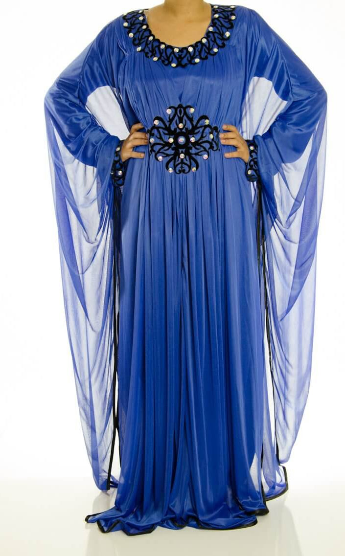 Blue Velvet Butterfly Kaftan Kabayare