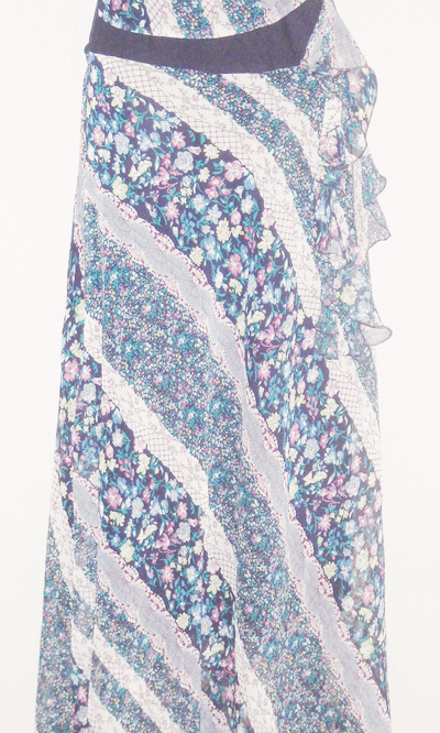 Blue Vintage Floral Print Kabayare