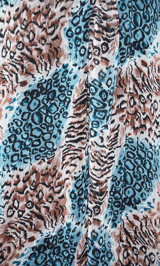 Blueish Leopard Chiffon Maxi Skirt Kabayare
