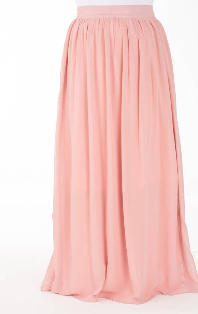 Blush basic chiffon Maxi Skirt Kabayare
