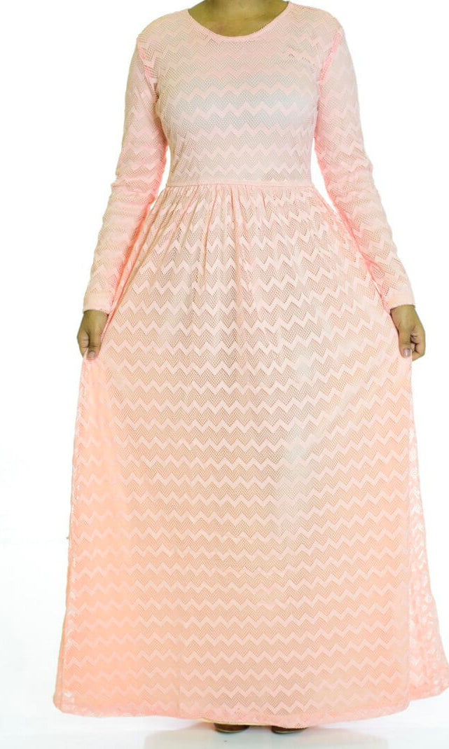 Blush Chevron Lace dress Kabayare