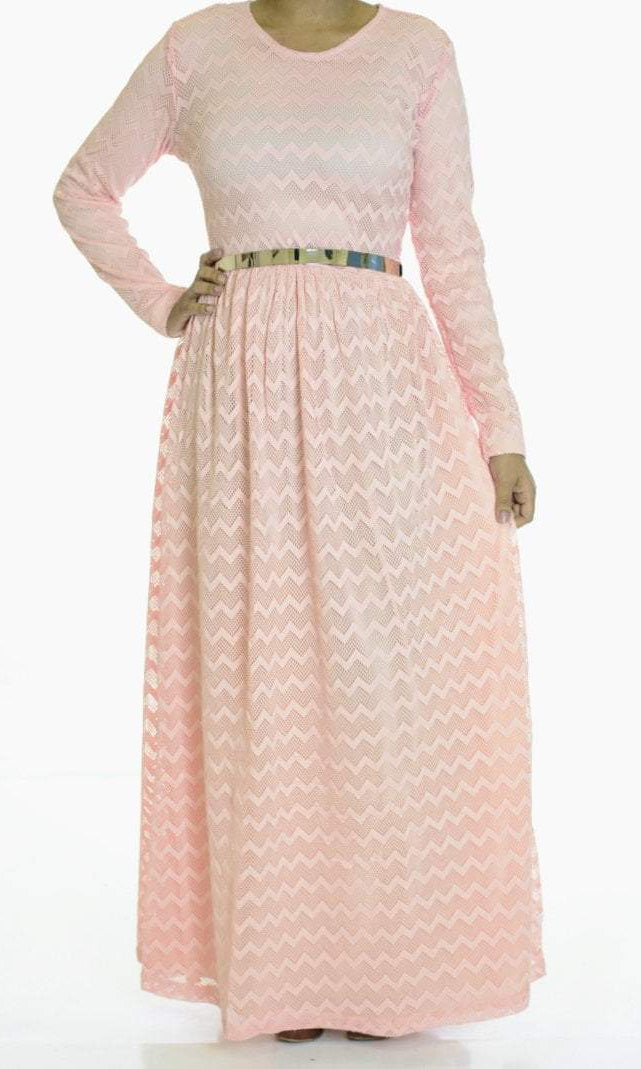 Blush Chevron Lace dress Kabayare