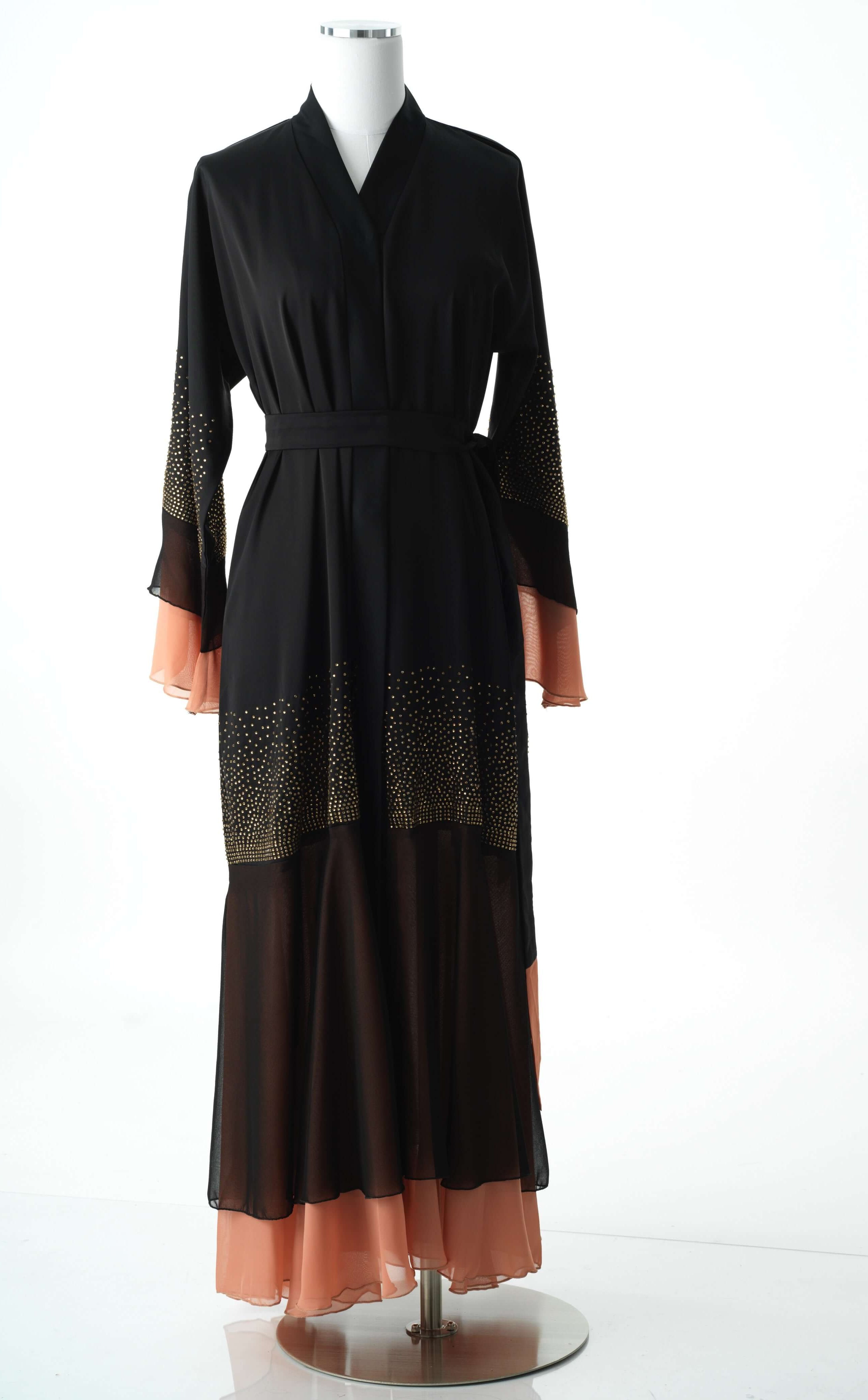 Blush detail crystal abaya Kabayare