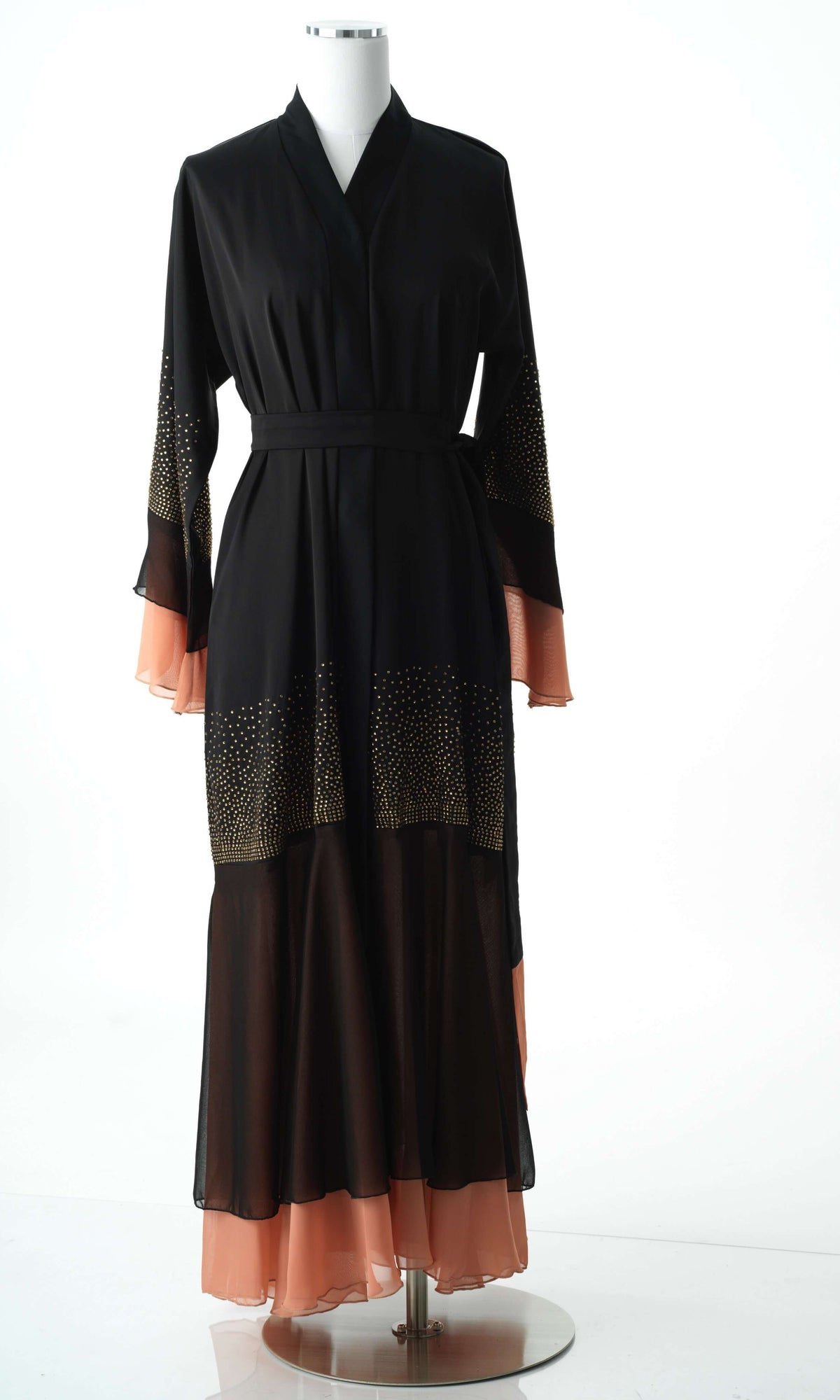 Blush detail crystal abaya Kabayare