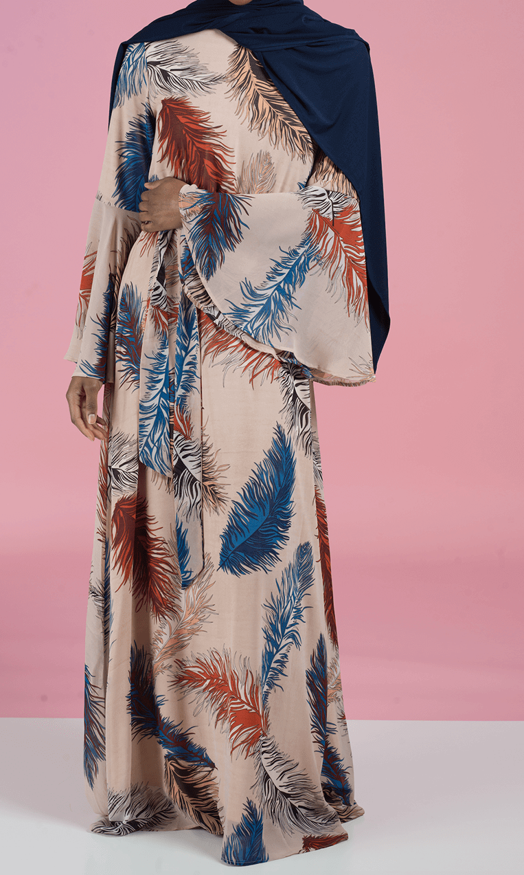 Blush feather Bell sleeve maxi dress Kabayare