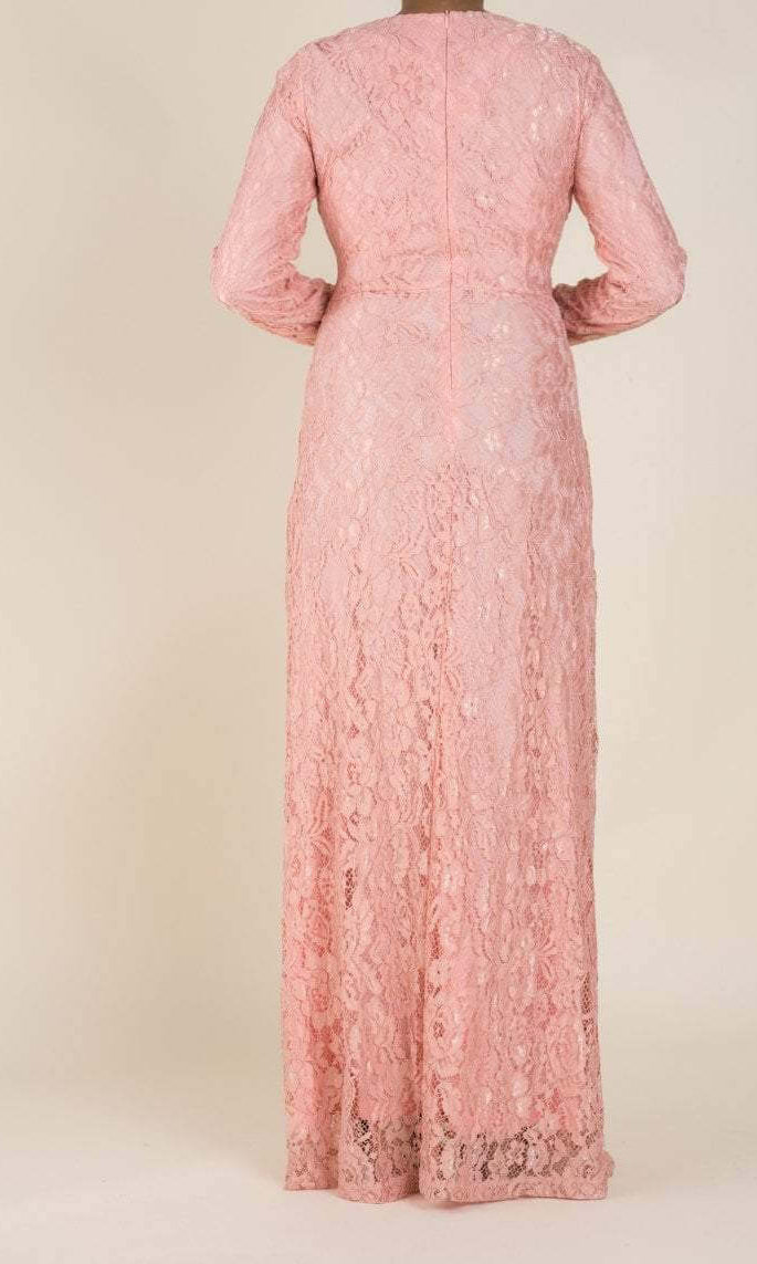 Blush Floral Lace Maxi Dress Kabayare