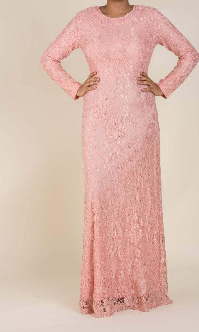 Blush Floral Lace Maxi Dress Kabayare