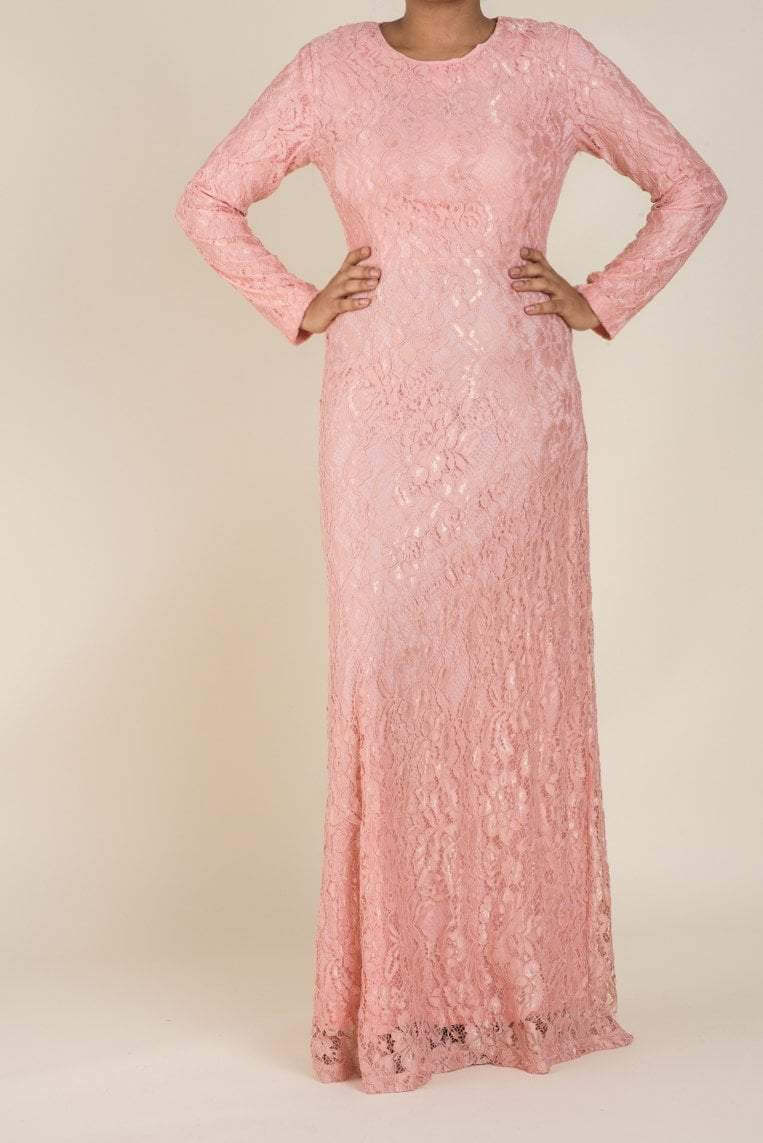 Blush Floral Lace Maxi Dress Kabayare