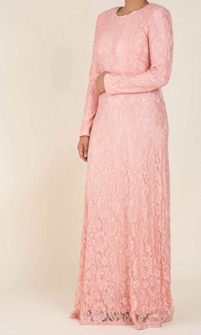 Blush Floral Lace Maxi Dress Kabayare