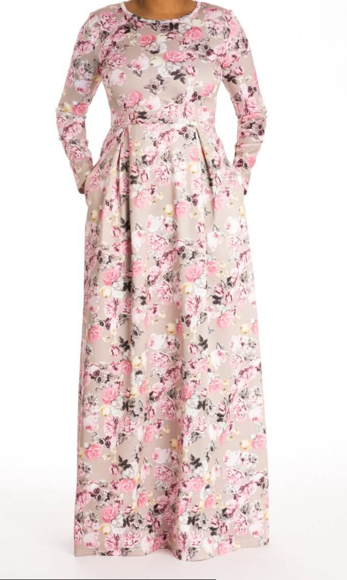 Blush Floral striking flare dress Kabayare
