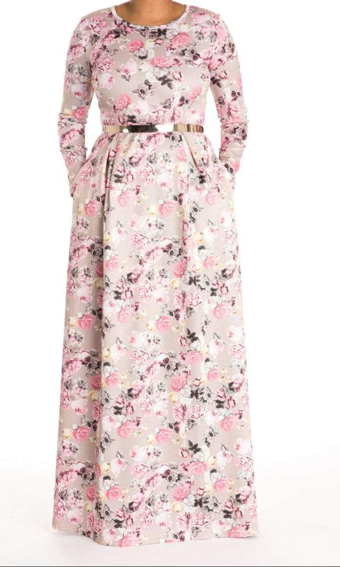Blush Floral striking flare dress Kabayare