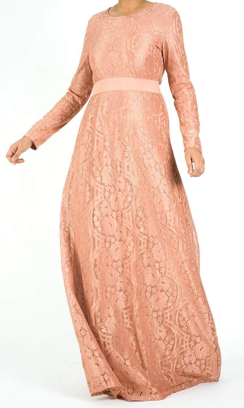 Blush Lace Floral Fit and Flare Dress Kabayare