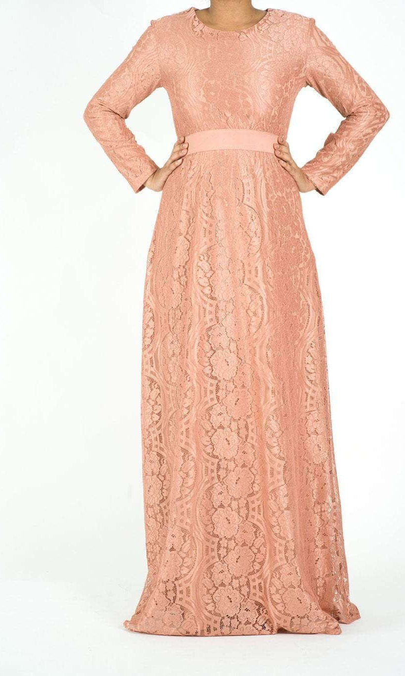 Blush Lace Floral Fit and Flare Dress Kabayare