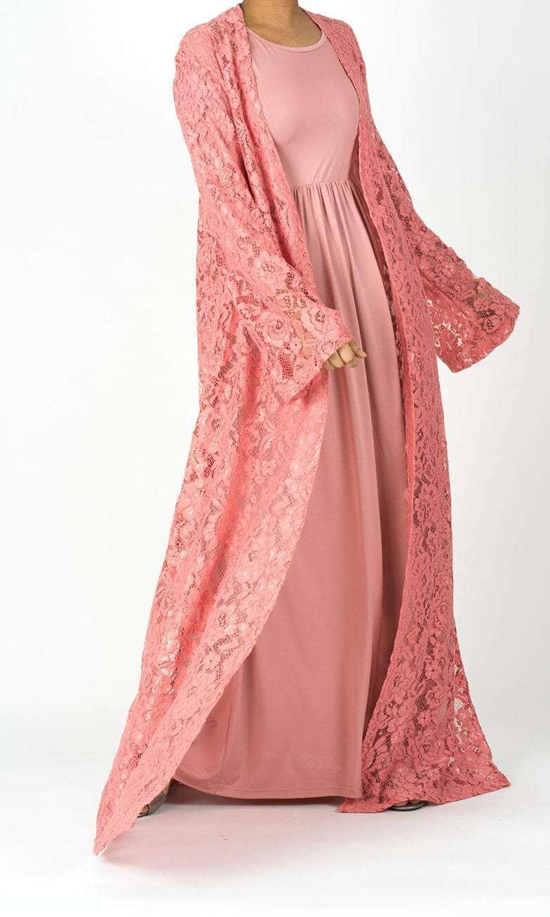 Blush Lace Maxi Cardigan Kabayare